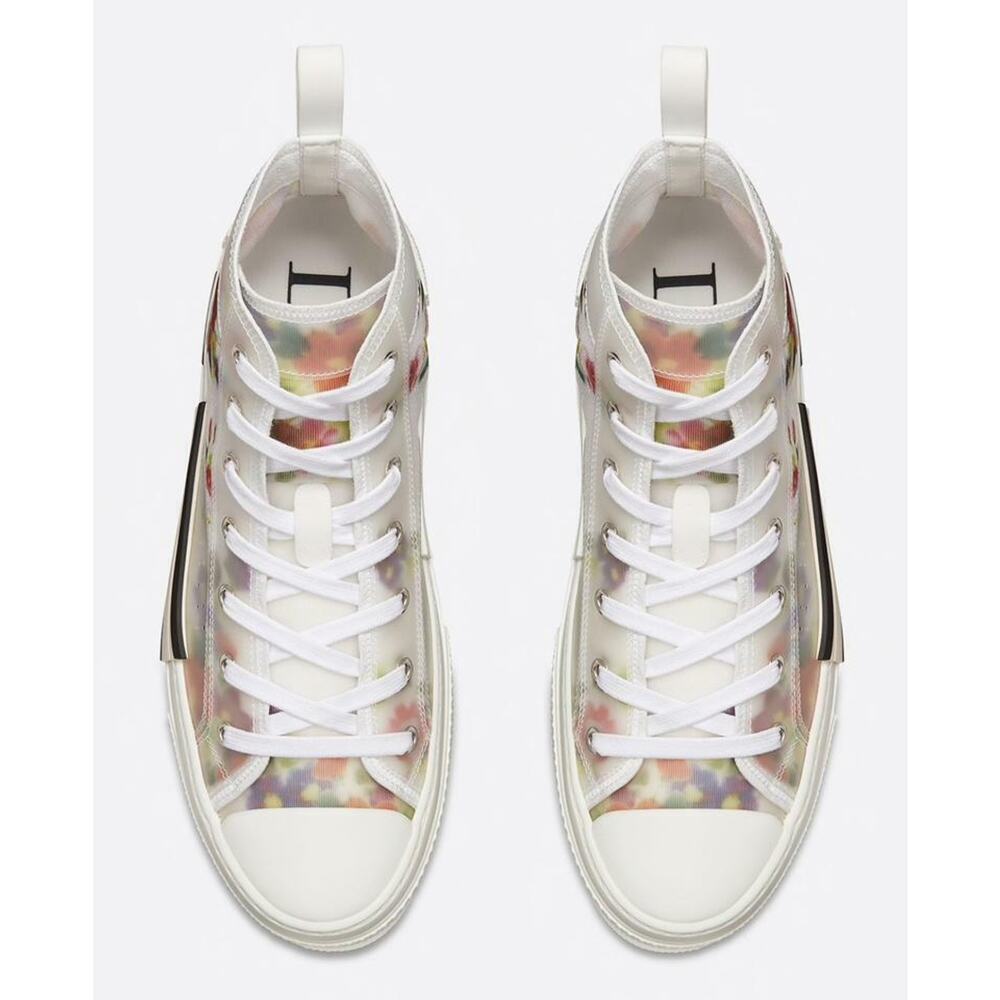 Dior Mens B23 Floral Technical Canvas White High Top Lace Up Flat Sneaker 40 7 - Picture 6 of 11